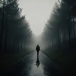 Dark Forest Path with Fading Light