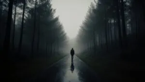 Dark Forest Path with Fading Light