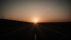 Dark Road Endless Highway Sunset View