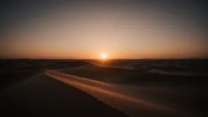 Desert Sand Dunes Silhouette Sunset Horizon