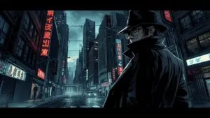 Detective Manga Noir Style City Scene