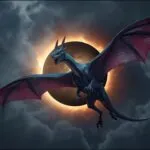 Dragon Above Lunar Eclipse Sky