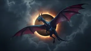 Dragon Above Lunar Eclipse Sky