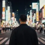 Drake Walking Through a Neon Street in Seoul