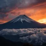 Dramatic Storm Clouds Over Mount Fuji
