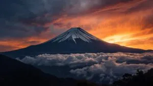 Dramatic Storm Clouds Over Mount Fuji