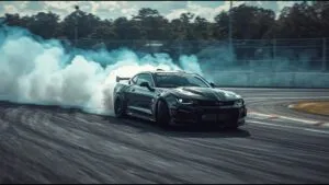 Drift Car Smoke Trail Action Shot