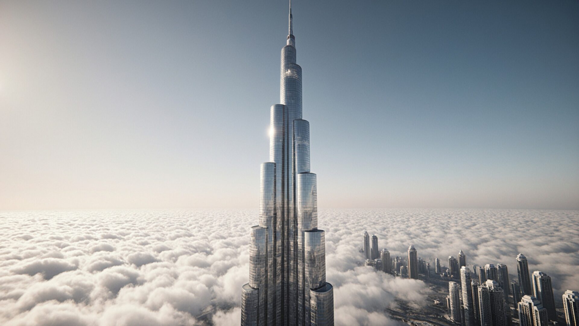 dubai burj khalifa clouds view wallpaper, cities & architecture, burj khalifa, cityscape, dubai, landmark, modern architecture, uae, desktop, mobile, background