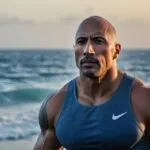 Dwayne Johnson Jogging Beside the Ocean at Dawn