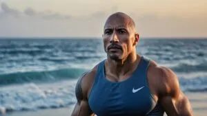 Dwayne Johnson Jogging Beside the Ocean at Dawn