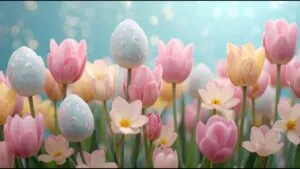 Easter Spring Flowers Pastel Colors Cute