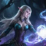 Elven Sorceress Casting Arcane Spell