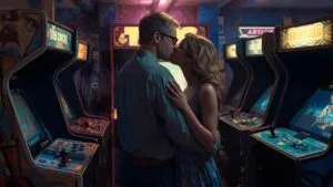 Embrace in the 80s Arcade