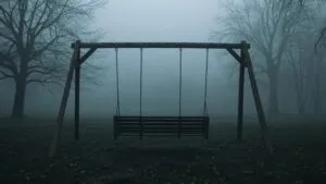 Empty Swing Set Foggy Park Silence