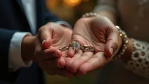 Engagement Rings Hands Holding Close Up Focus