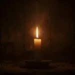 Flickering Candle Beside Old Photo