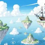 Floating Islands Landscape Sky Pirate Ship View