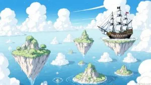 Floating Islands Landscape Sky Pirate Ship View