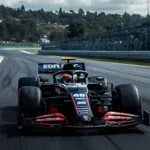 Formula 1 Race Car on Track Action Shot