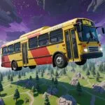 Fortnite Battle Bus Flying Over Map