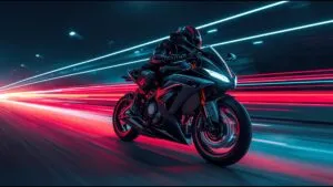 Futuristic Motorcycle Light Trails