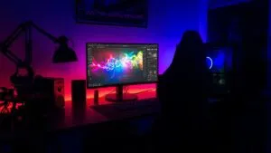 Gaming Setup PC RGB Lights Aesthetic Desk