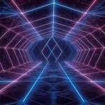 Geometric Neon Hexagon Grid Design