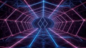 Geometric Neon Hexagon Grid Design