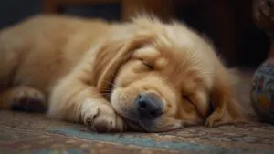 Golden Retriever Puppy Sleeping Peacefully