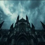 Gothic Cathedral Dark Stormy Sky