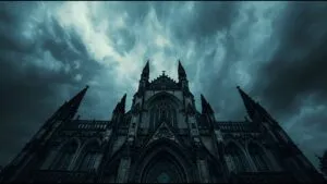 Gothic Cathedral Dark Stormy Sky