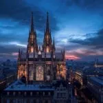 Gothic Cathedral Towers at Twilight
