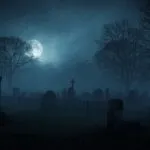 Graveyard Foggy Night Horror Scene