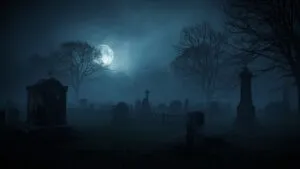 Graveyard Foggy Night Horror Scene