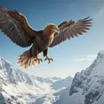 Griffin Flying Over Snowy Peaks