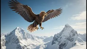 Griffin Flying Over Snowy Peaks