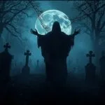 Halloween Ghost Silhouette Eerie Graveyard