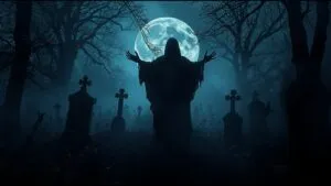 Halloween Ghost Silhouette Eerie Graveyard