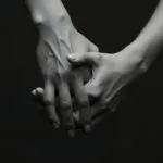 Hands Holding Tight Black White Minimalist