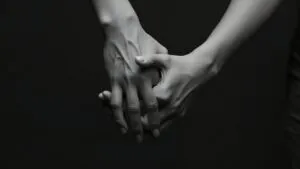 Hands Holding Tight Black White Minimalist