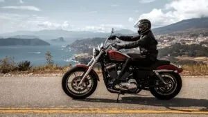 Harley Davidson Cruiser Parked at a Coastal Viewpoint
