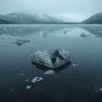 Heart Carved Into Frozen Lake