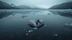Heart Carved Into Frozen Lake