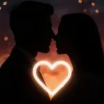 Heart Outline Neon Light Dark Background Aesthetic