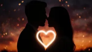 Heart Outline Neon Light Dark Background Aesthetic