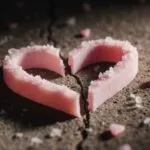 Heart Shaped Candy Broken on Ground