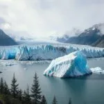 Iceberg Floating Blue Glacial Water Arctic Minimal