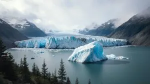 Iceberg Floating Blue Glacial Water Arctic Minimal