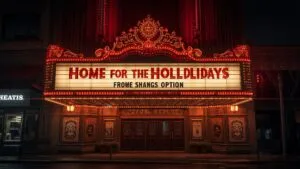 Illuminated Marquee Sign Reading “Home For The Holidays”