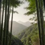 Japanese Bamboo Forest Vertical Green Zen Texture Design